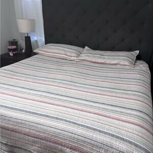 Frye Multicolor Striped Cotton Duvet King Cover with King Shams